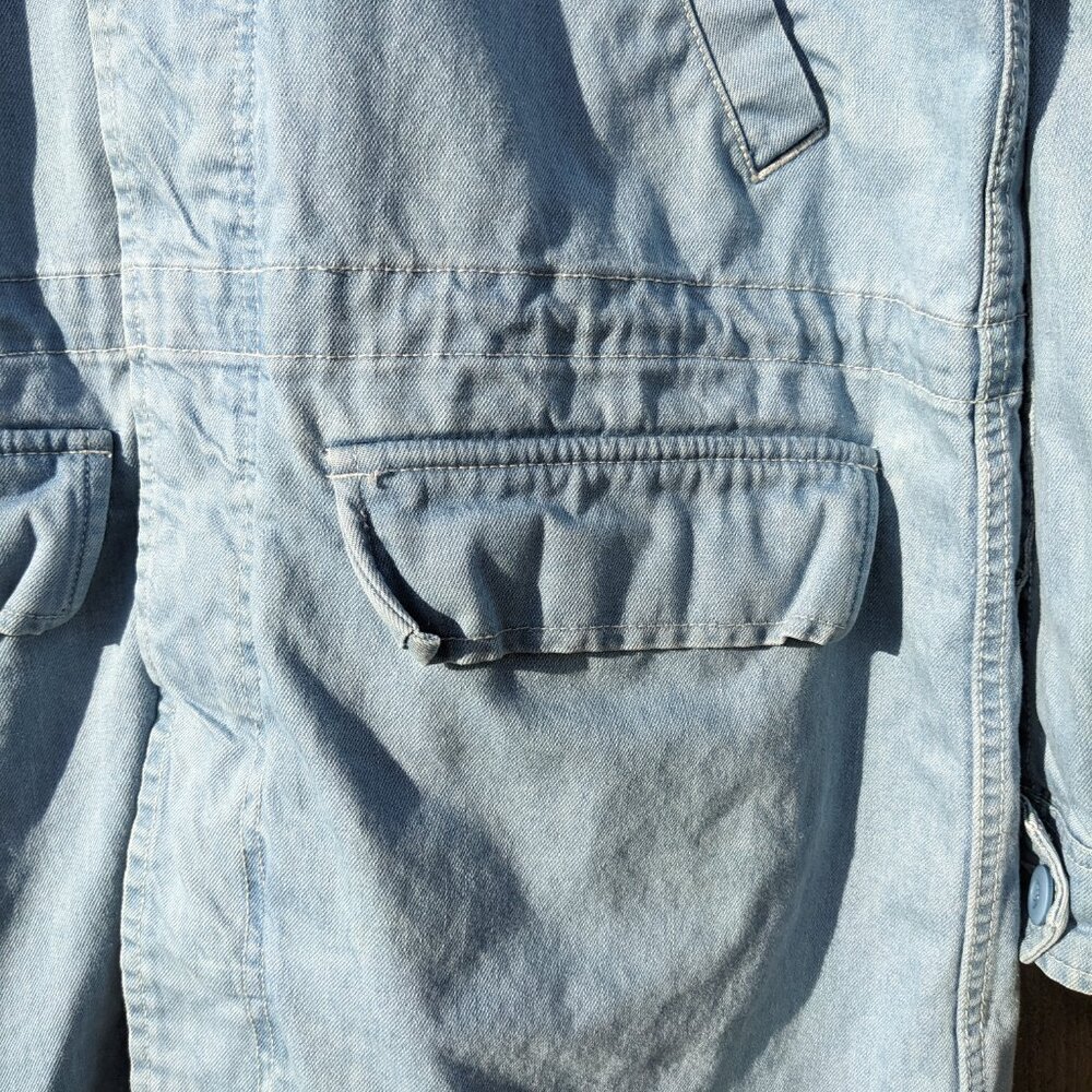 Stussy Denim Chore Jacket Men's Small Hoodie Barn Coat Jean Parka Workwear - Picture 10 of 16